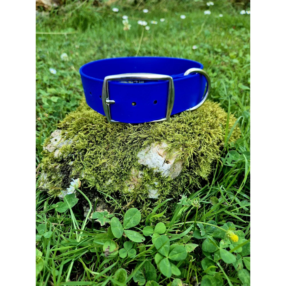 Collier biothane 38mm bleu foncé