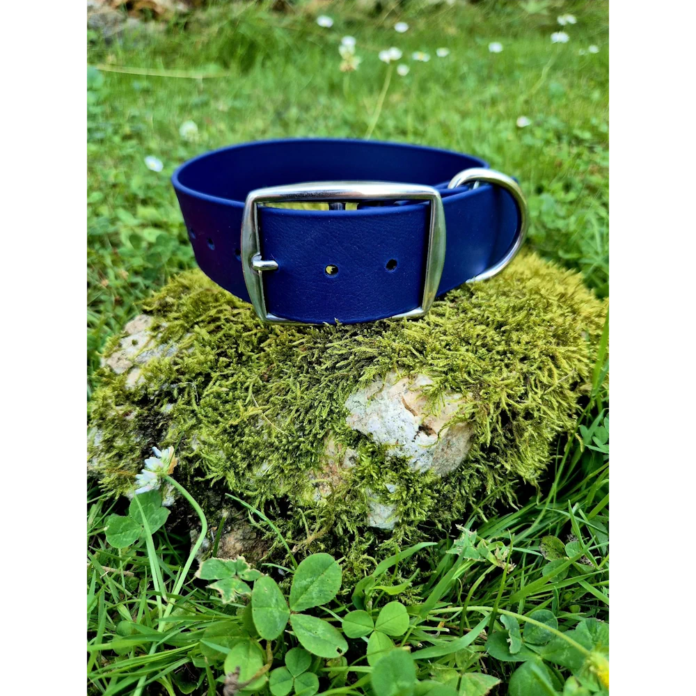 Collier biothane 38mm bleu navy