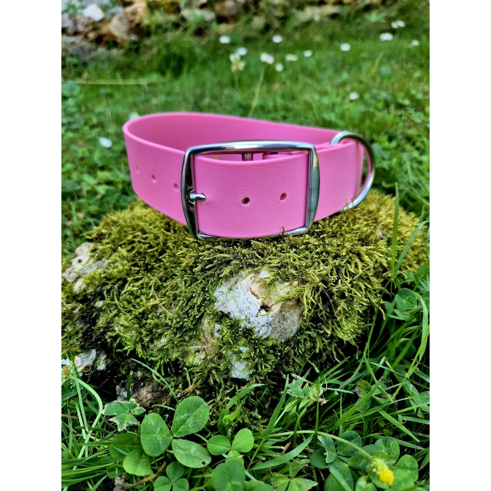 Collier biothane 38mm rose pastel