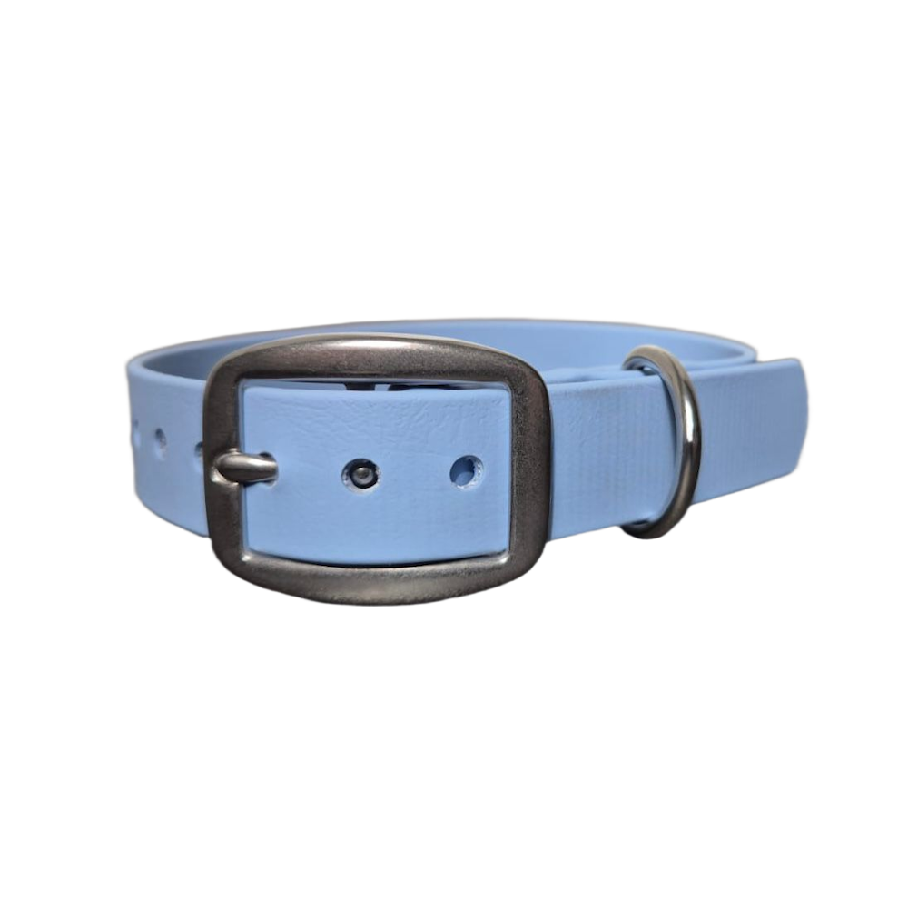 Collier biothane bleu polaire