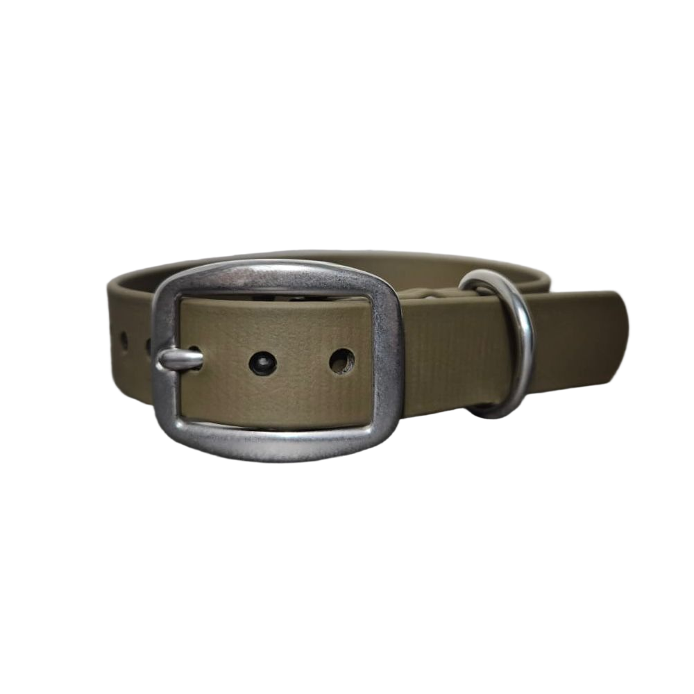 Collier biothane vert kaki